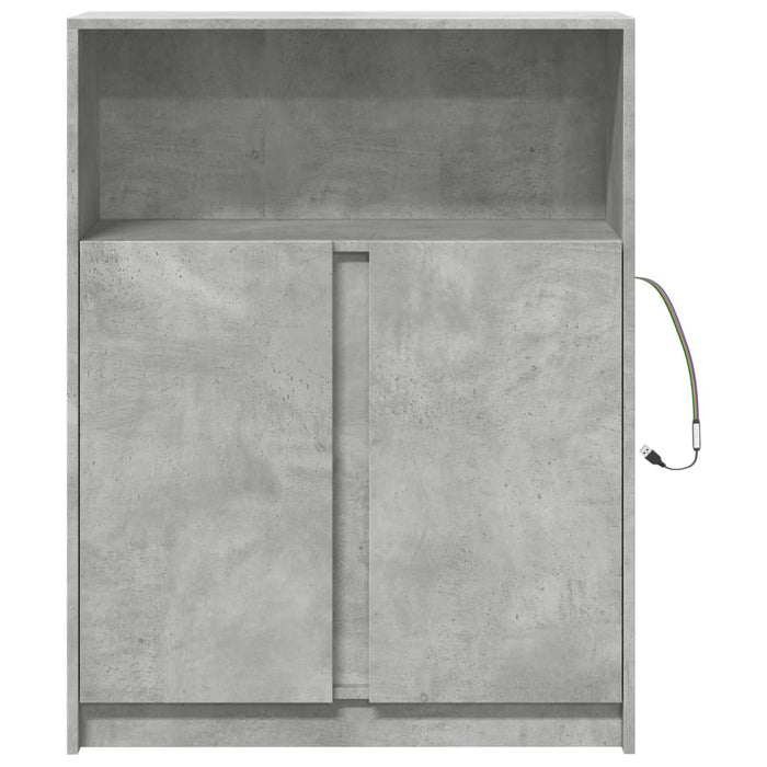 Credenza con LED Grigio Cemento 77x34x100 cm Legno Multistrato 852148