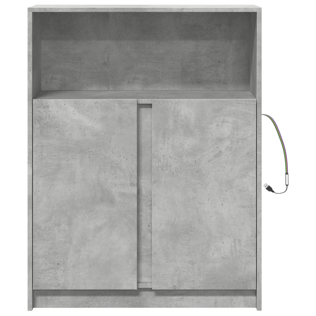 Credenza con LED Grigio Cemento 77x34x100 cm Legno Multistrato 852148