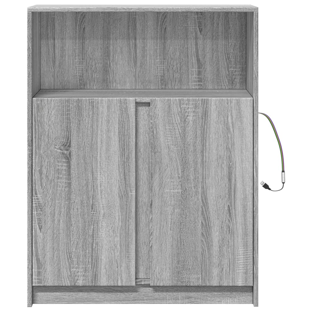 Credenza con LED Grigio Sonoma 77x34x100cm in Legno Multistrato