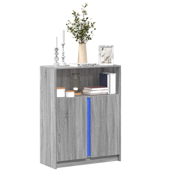 Credenza con LED Grigio Sonoma 77x34x100cm in Legno Multistrato 852150