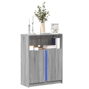 Credenza con LED Grigio Sonoma 77x34x100cm in Legno Multistrato
