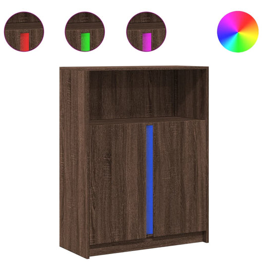 Credenza con LED Rovere Marrone 77x34x100 cm Legno Multistrato