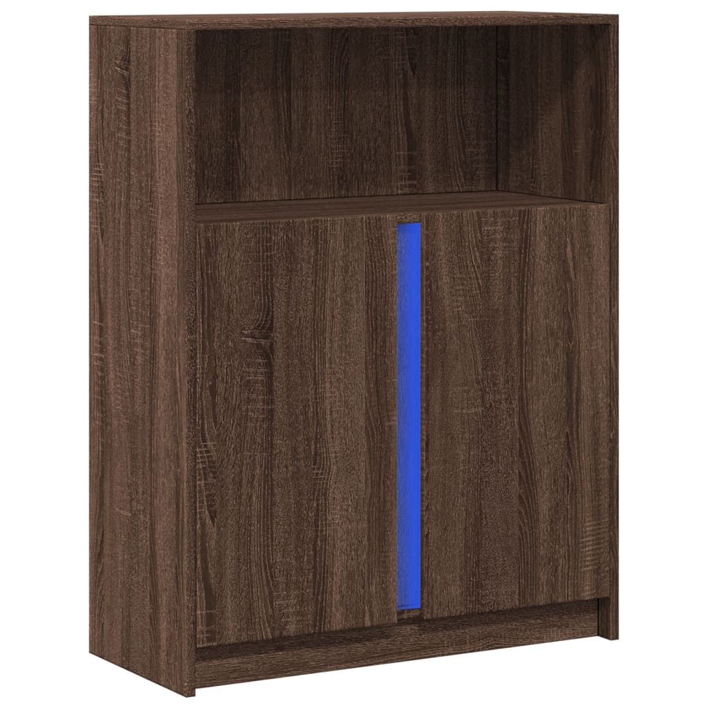 Credenza cassettiera cassettiera mobile contenitore organizer cucina soggiorno soggiorno con LED 77 x 34 x 100 cm derivati ​​del legno marrone 02_0029791