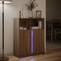 Credenza con LED Rovere Marrone 77x34x100 cm Legno Multistrato 852151