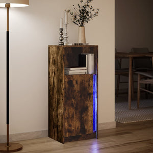 Credenza con LED Rovere Fumo 42,5x34x100cm in Legno Multistrato 852156