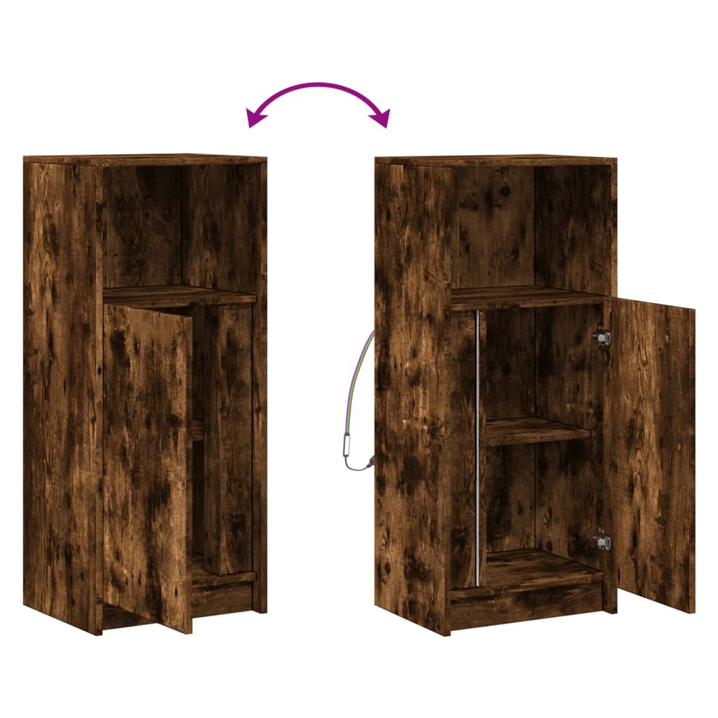 Credenza con LED Rovere Fumo 42,5x34x100cm in Legno Multistrato 852156