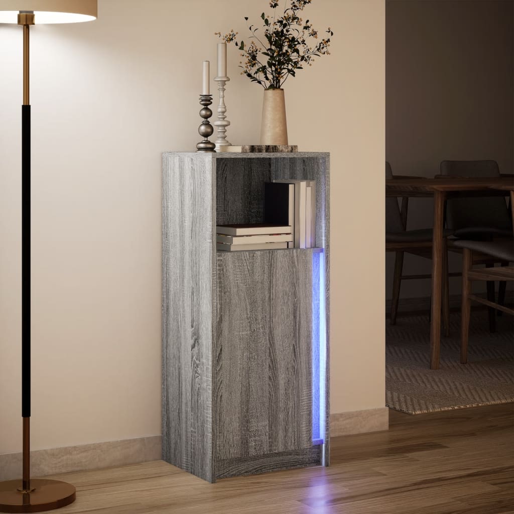 vidaXL Credenza con LED Grigio Sonoma 42,5x34x100 cm Legno Multistrato
