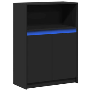 vidaXL Credenza con LED Nera 72x34x100 cm in Legno Multistrato