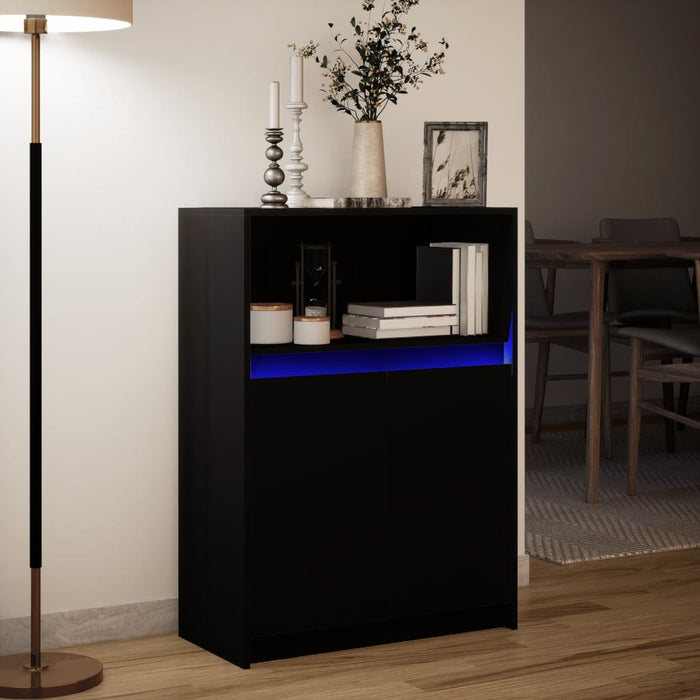 vidaXL Credenza con LED Nera 72x34x100 cm in Legno Multistrato