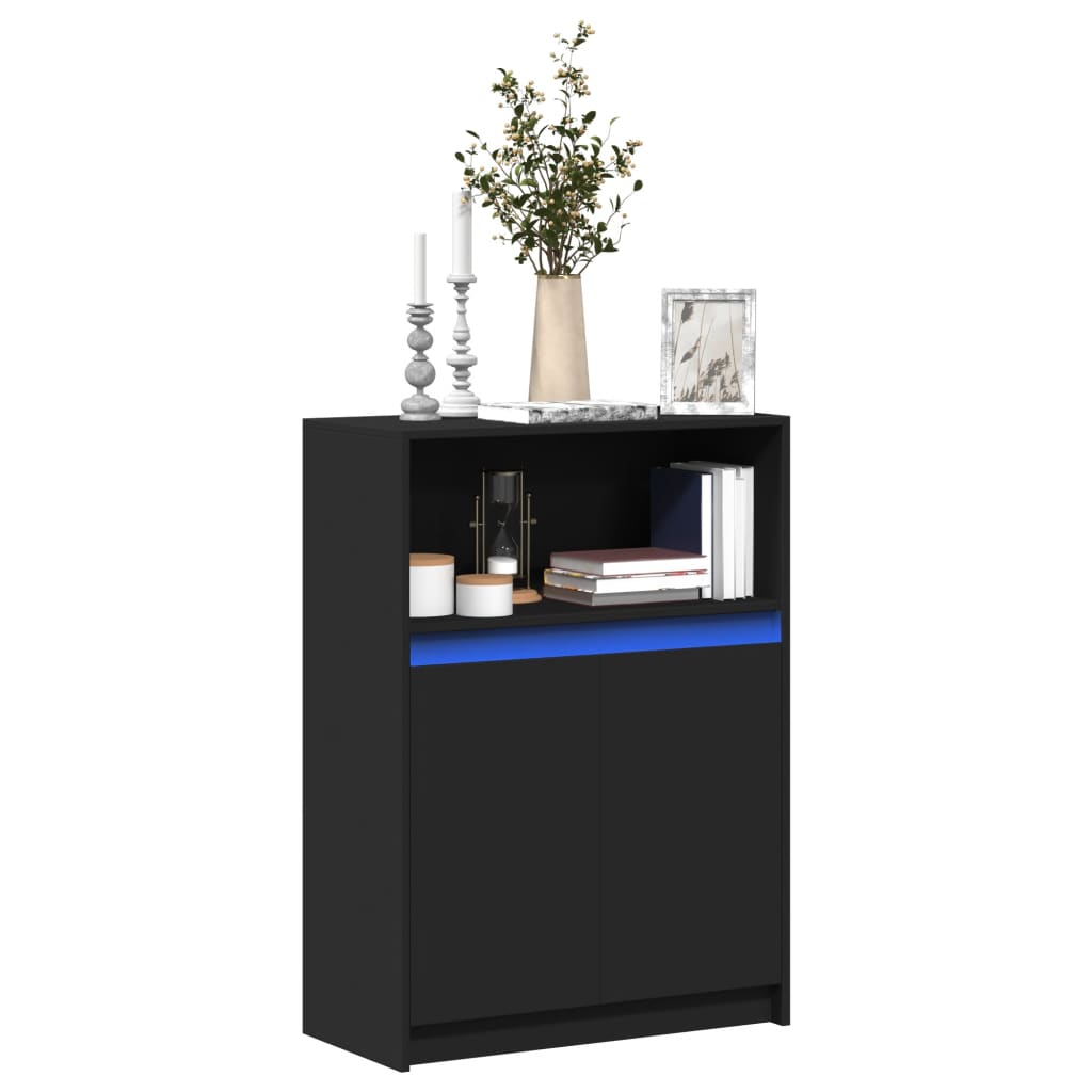 vidaXL Credenza con LED Nera 72x34x100 cm in Legno Multistrato