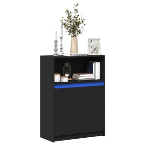 vidaXL Credenza con LED Nera 72x34x100 cm in Legno Multistrato