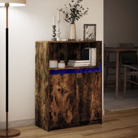 vidaXL Credenza con LED Rovere Fumo 72x34x100 cm in Legno Multistrato