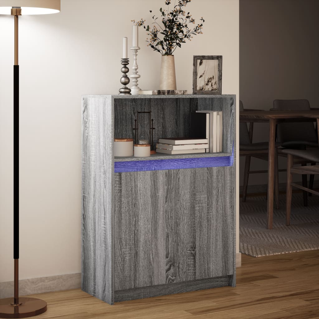 Credenza con LED Grigio Sonoma 72x34x100cm in Legno Multistrato 852164