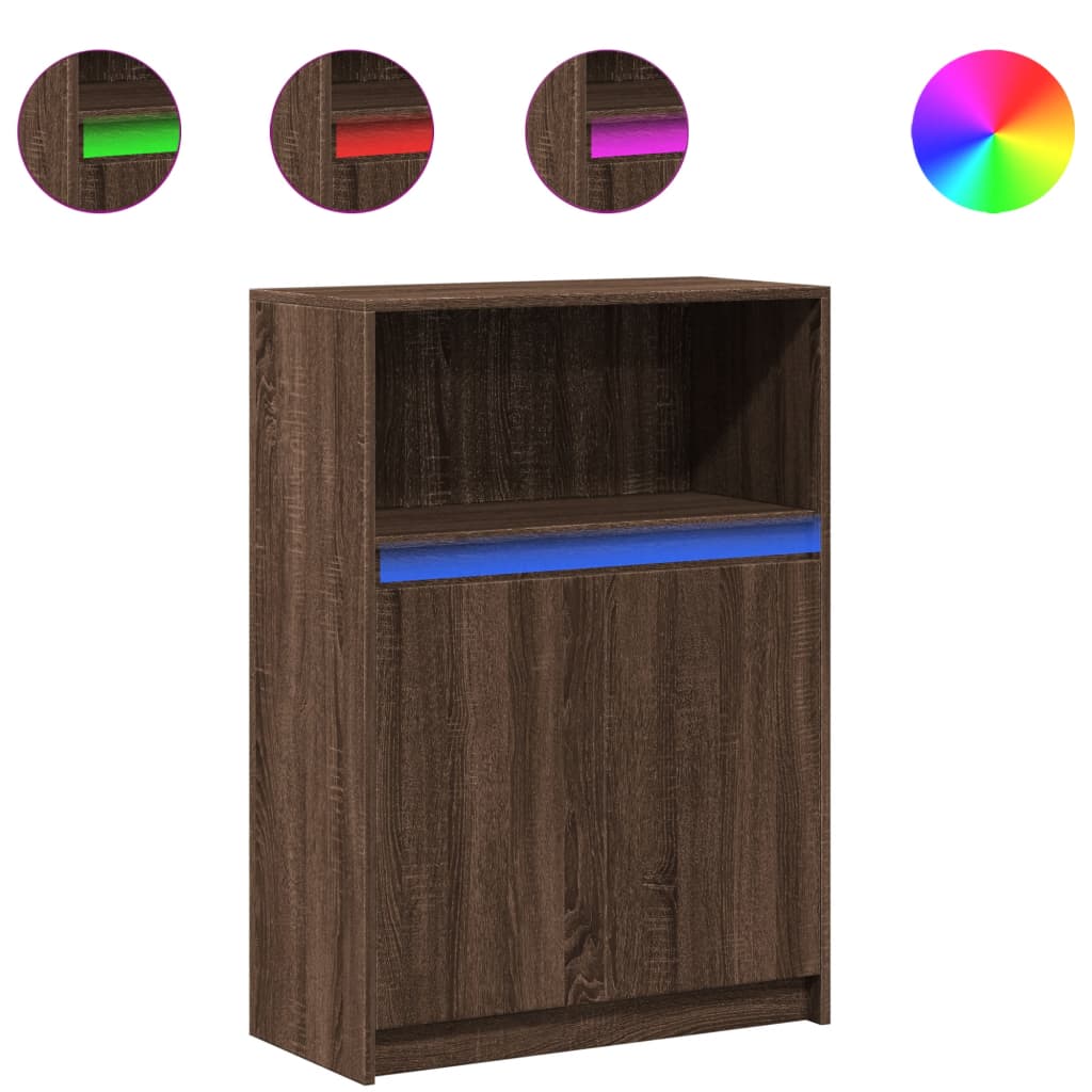 Credenza con LED Rovere Marrone 72x34x100 cm Legno Multistrato 852165