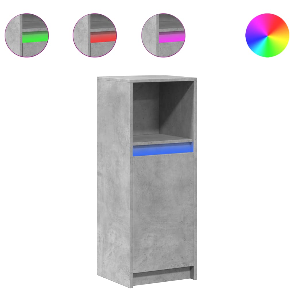 Credenza con LED Grigio Cemento 38x34x100 cm Legno Multistrato 852169