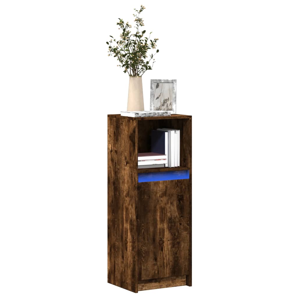Credenza con LED Rovere Fumo 38x34x100 cm in Legno Multistrato