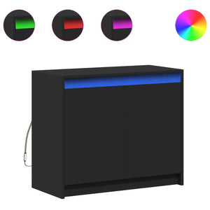 Credenza con LED Nera 72x34x61 cm in Legno Multistrato 852174