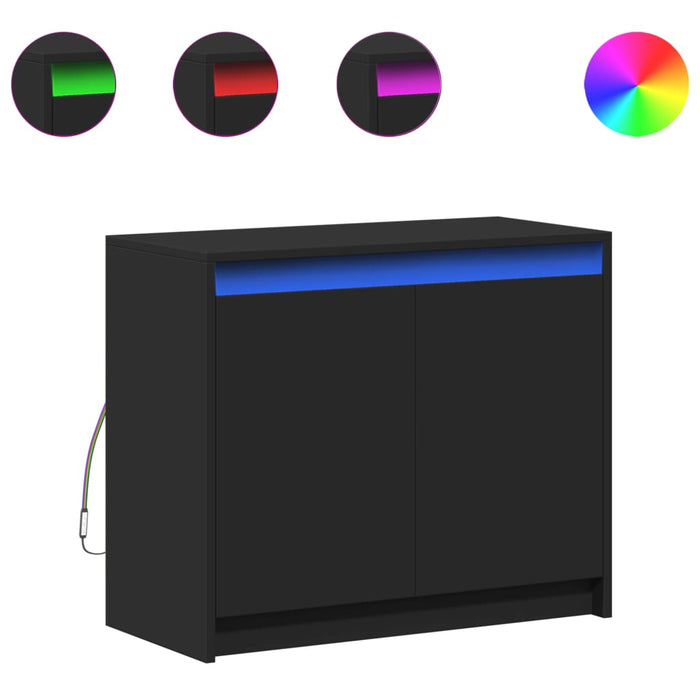 Credenza con LED Nera 72x34x61 cm in Legno Multistrato 852174