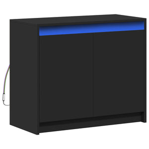 Credenza con LED Nera 72x34x61 cm in Legno Multistrato 852174