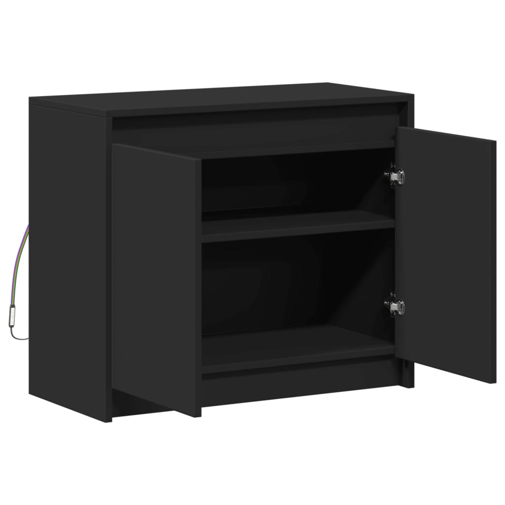 Credenza con LED Nera 72x34x61 cm in Legno Multistrato 852174