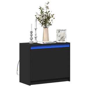 Credenza con LED Nera 72x34x61 cm in Legno Multistrato 852174