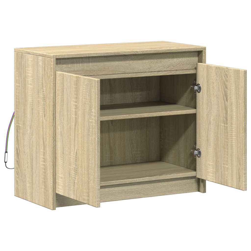 Credenza con LED Rovere Sonoma 72x34x61 cm in Legno Multistrato 852175