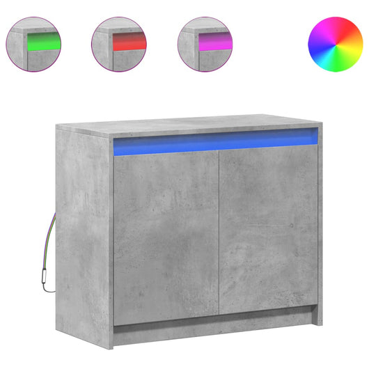 vidaXL Credenza con LED Grigio Cemento 72x34x61 cm Legno Multistrato
