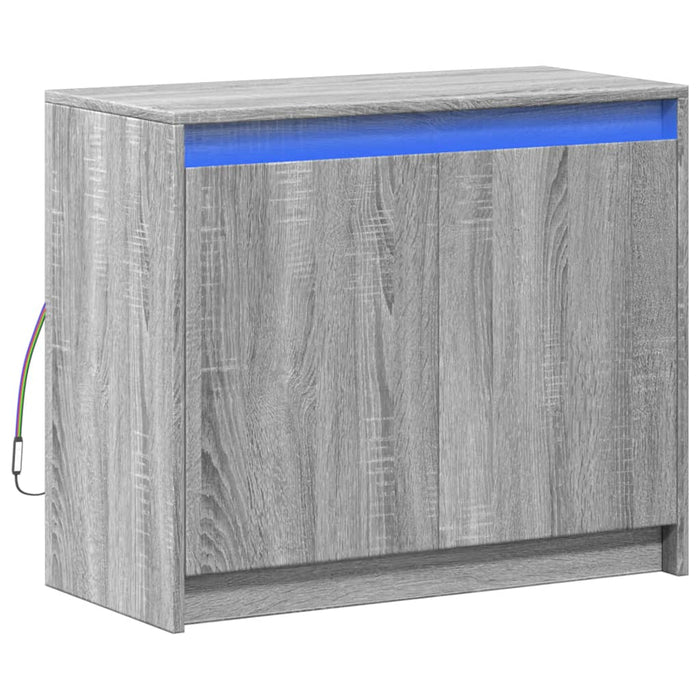 Credenza con LED-Buffet-Armadio da cucina Grigio Sonoma 72x34x61 cm in Legno Multistrato