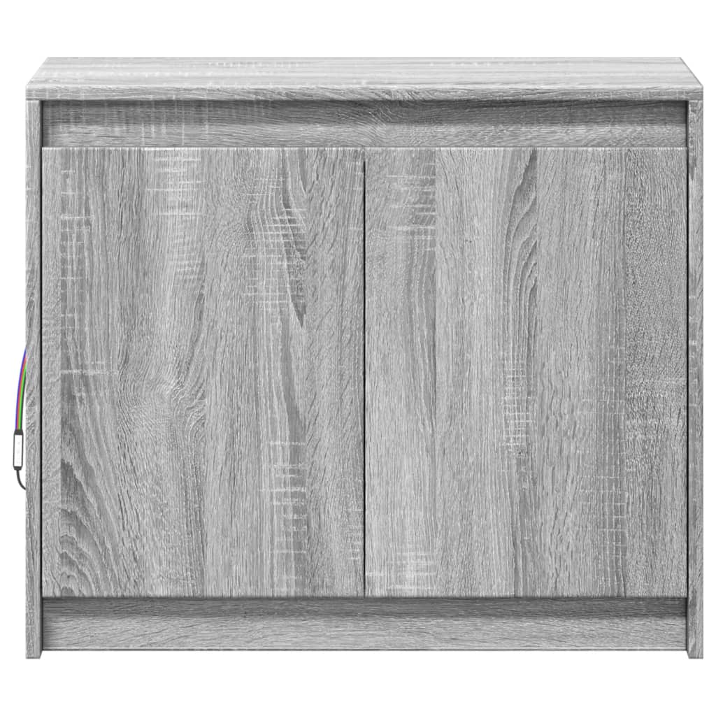 Credenza con LED-Buffet-Armadio da cucina Grigio Sonoma 72x34x61 cm in Legno Multistrato