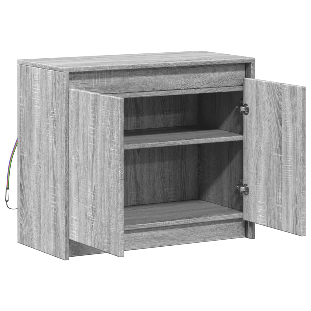 Credenza con LED-Buffet-Armadio da cucina Grigio Sonoma 72x34x61 cm in Legno Multistrato