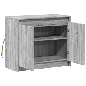Credenza con LED-Buffet-Armadio da cucina Grigio Sonoma 72x34x61 cm in Legno Multistrato