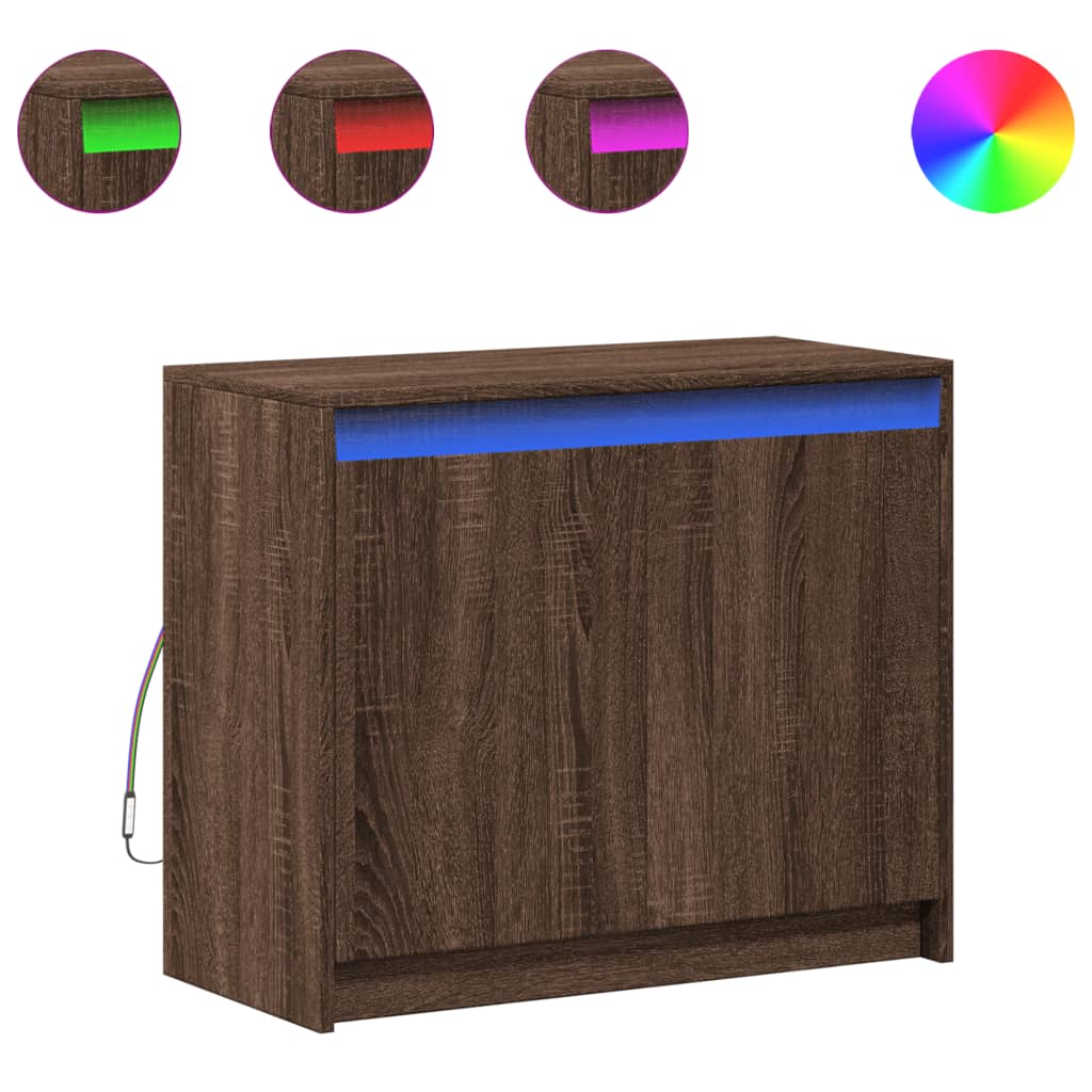 Credenza con LED Rovere Marrone 72x34x61 cm Legno Multistrato 852179