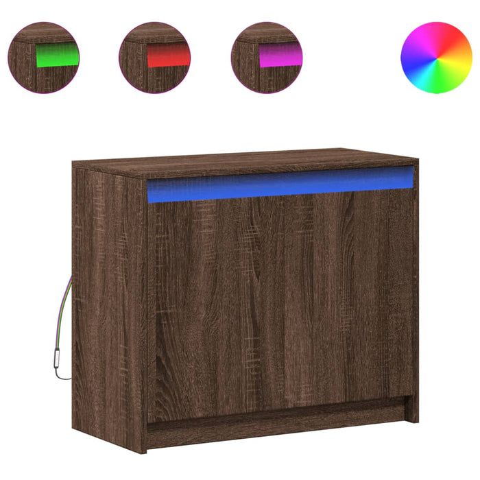 Credenza con LED Rovere Marrone 72x34x61 cm Legno Multistrato 852179
