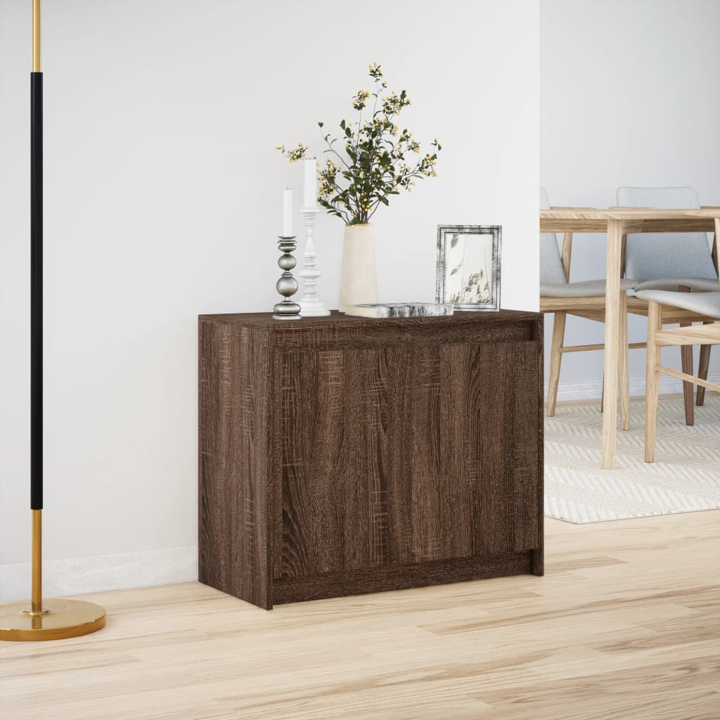 Credenza con LED Rovere Marrone 72x34x61 cm Legno Multistrato 852179