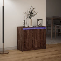 Credenza con LED Rovere Marrone 72x34x61 cm Legno Multistrato 852179