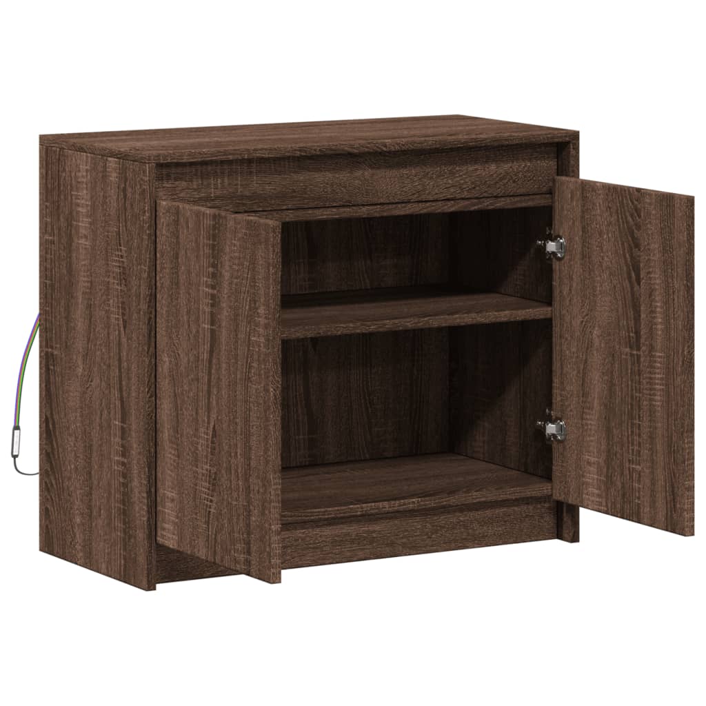 Credenza con LED Rovere Marrone 72x34x61 cm Legno Multistrato 852179