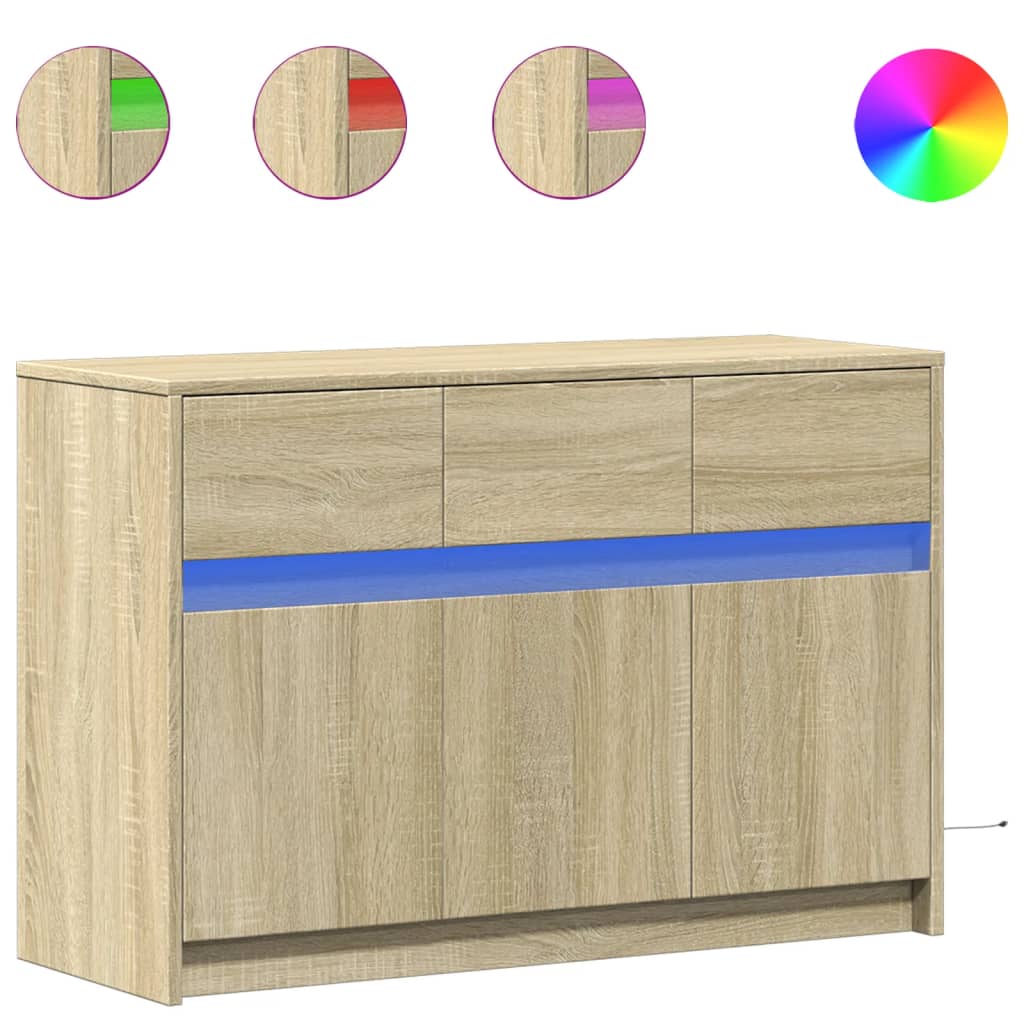 Mobile Porta TV con LED-Mobile per TV-Credenza TV Rovere Sonoma 91x34x61 cm in Truciolato