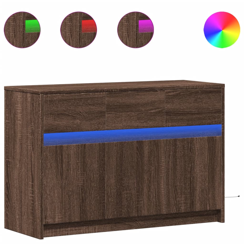 Mobile Porta TV con LED-Mobile per TV-Credenza TV Rovere Marrone 91x34x61 cm Truciolato