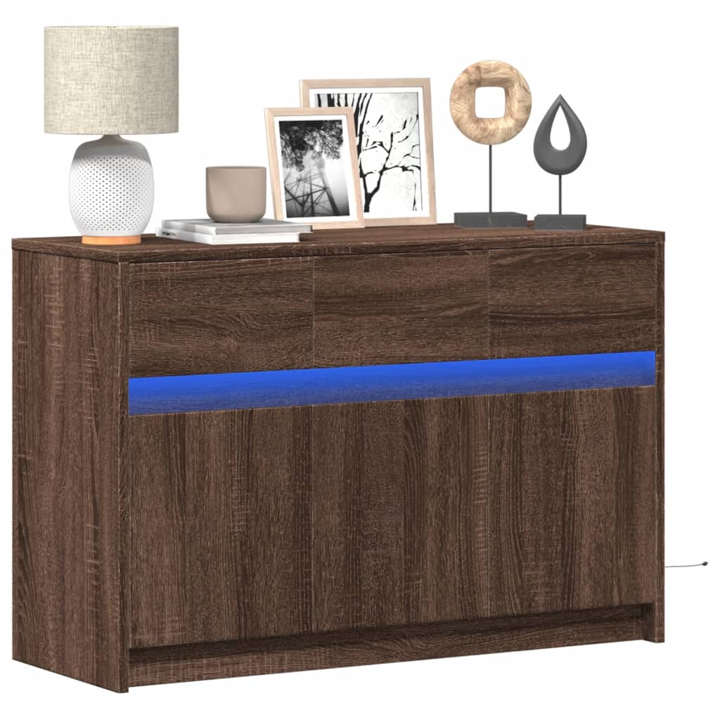 Mobile Porta TV con LED-Mobile per TV-Credenza TV Rovere Marrone 91x34x61 cm Truciolato