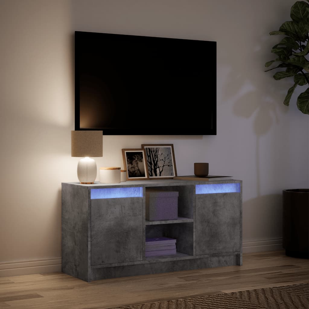 Mobile Porta TV con LED-Mobile per TV-Credenza TV Grigio Cemento 100x34x50 cm Truciolato