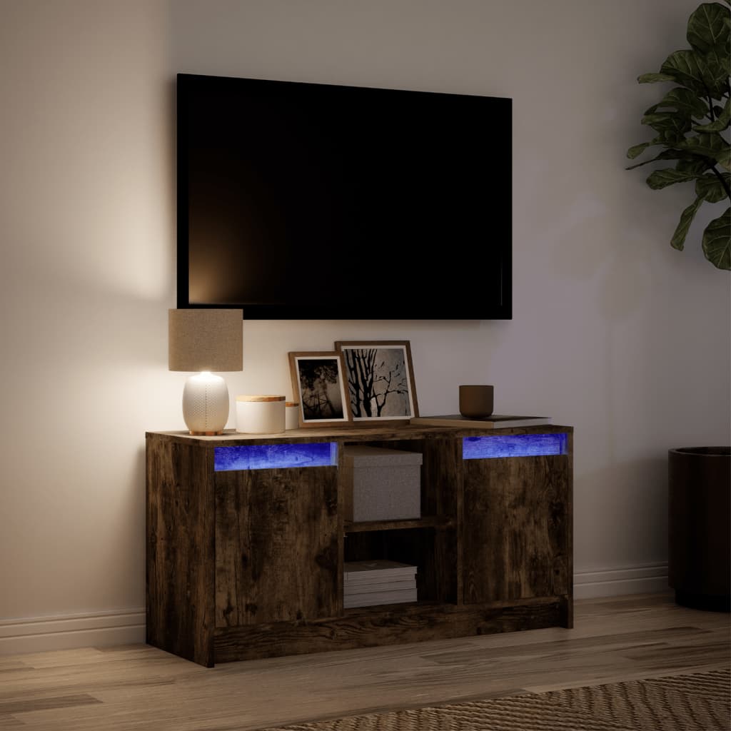 Mobile Porta TV con LED-Mobile per TV-Credenza TV Rovere Fumo 100x34x50 cm in Truciolato 683364