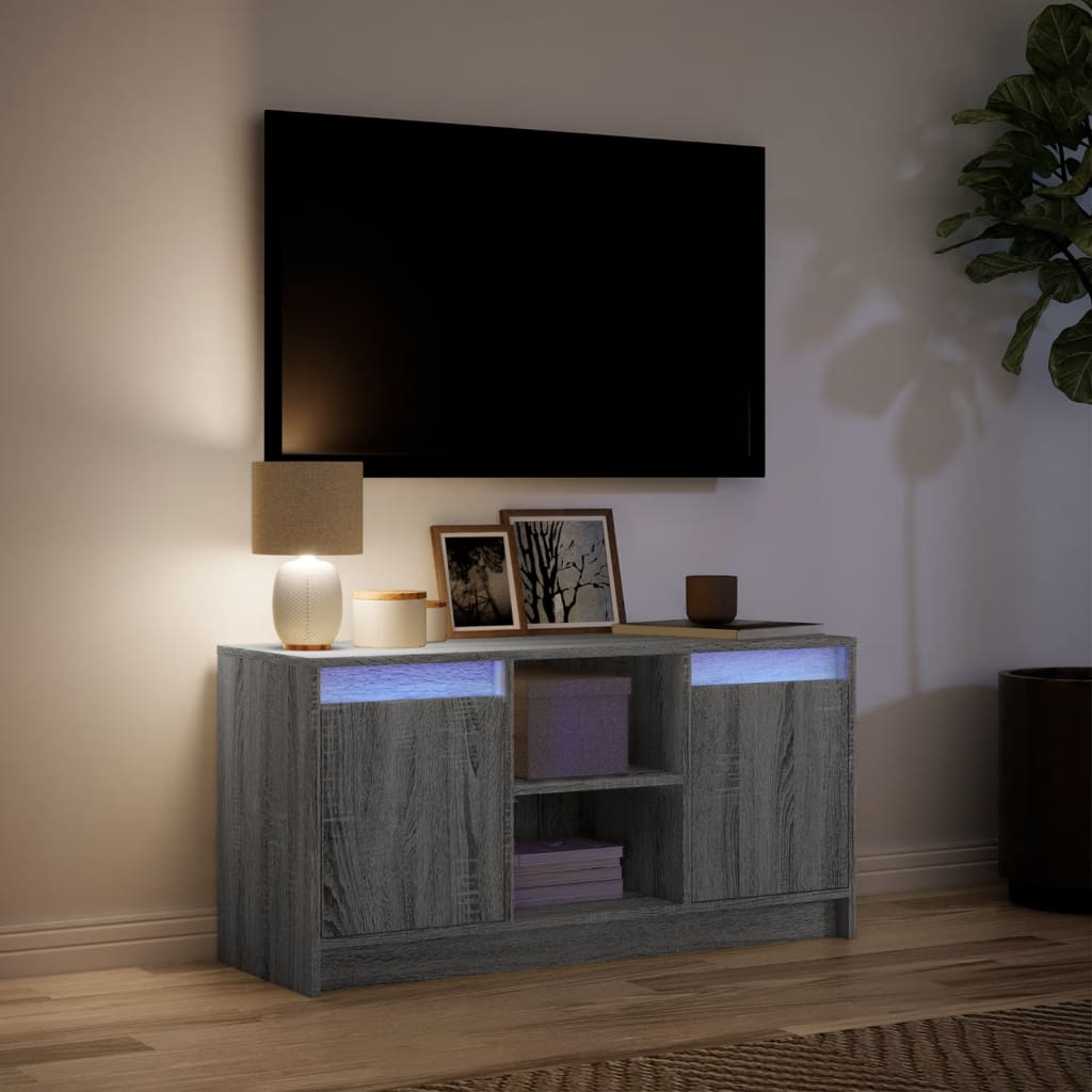 Mobile Porta TV con LED-Mobile per TV-Credenza TV Grigio Sonoma 100x34x50cm in Truciolato