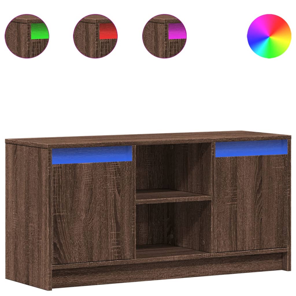 Mobile Porta TV con LED-Mobile per TV-Credenza TV Rovere Marrone 100x34x50 cm Truciolato 137855