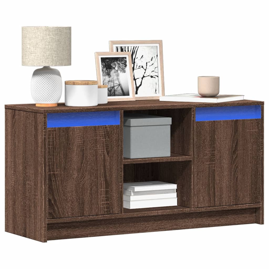 Mobile Porta TV con LED-Mobile per TV-Credenza TV Rovere Marrone 100x34x50 cm Truciolato 137855