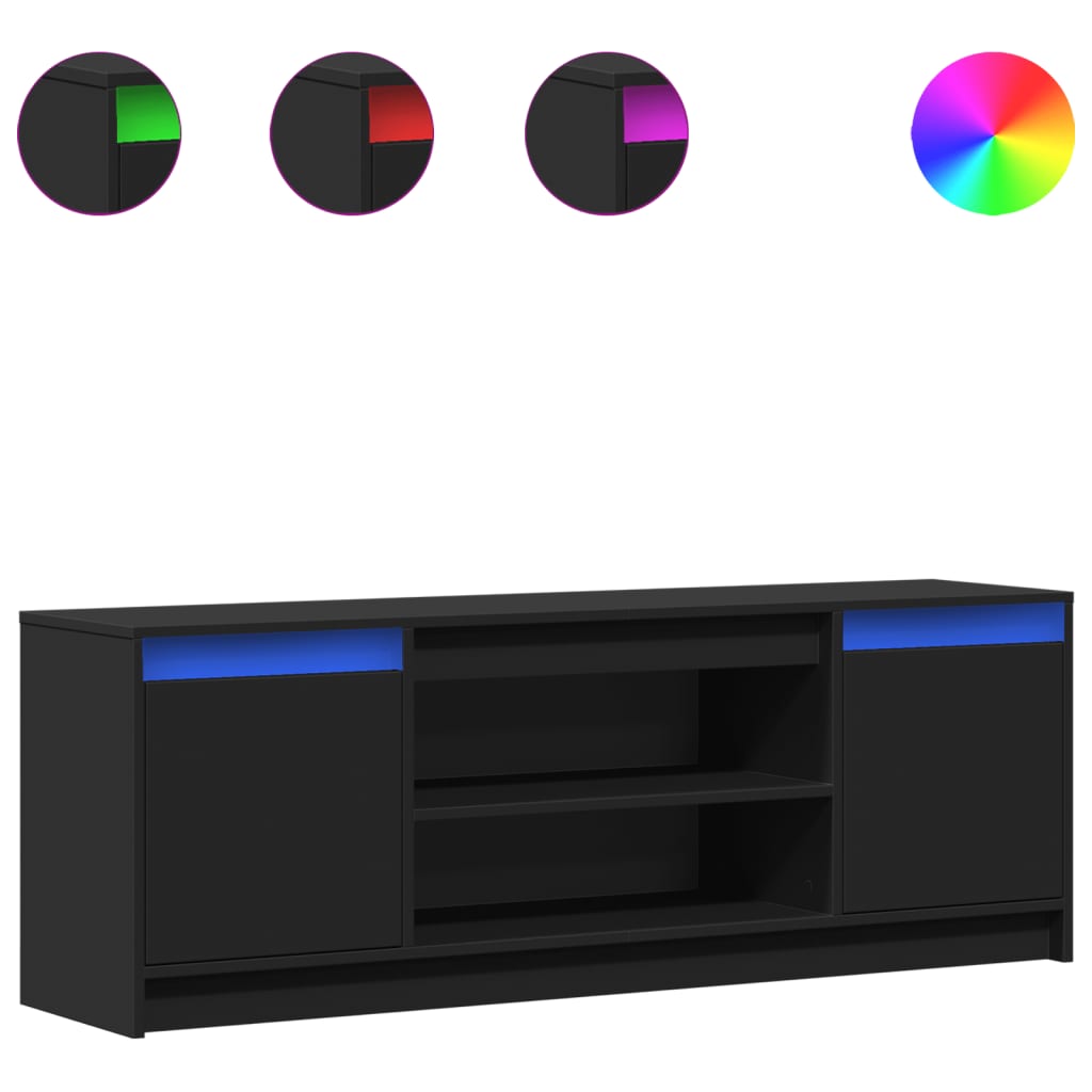 Mobile Porta TV con LED-Mobile per TV-Credenza TV Nero 139,5x34x50 cm in Truciolato