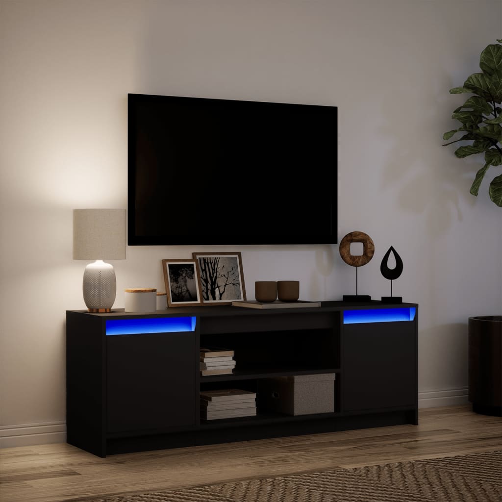 Mobile Porta TV con LED-Mobile per TV-Credenza TV Nero 139,5x34x50 cm in Truciolato