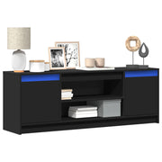 Mobile Porta TV con LED-Mobile per TV-Credenza TV Nero 139,5x34x50 cm in Truciolato