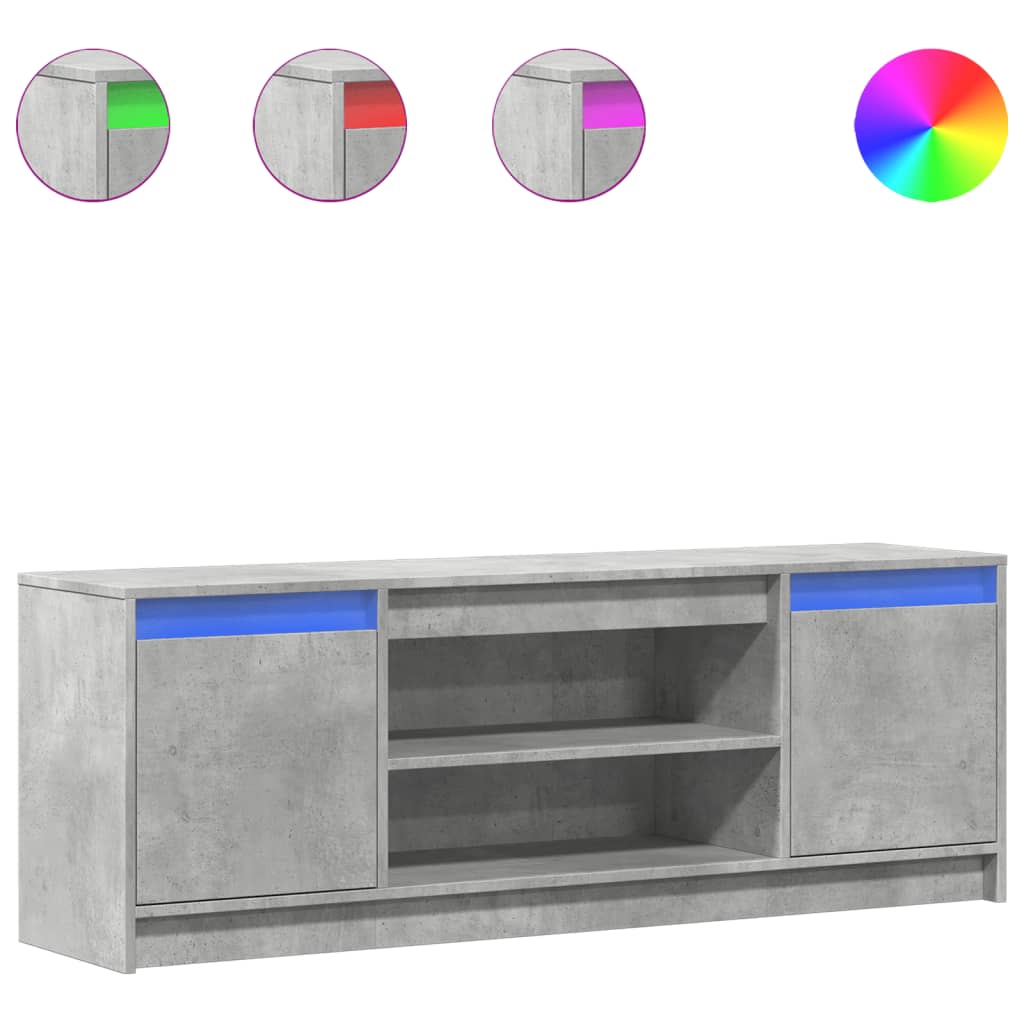 Mobile Porta TV con LED-Mobile per TV-Credenza TV Grigio Cemento 139,5x34x50cm Truciolato