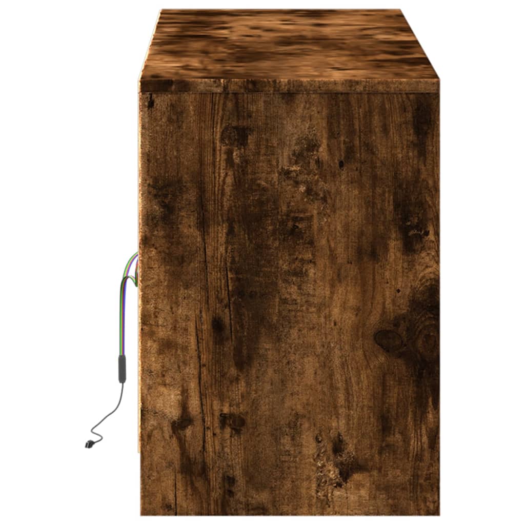 Mobile Porta TV con LED-Mobile per TV-Credenza TV Rovere Fumo 139,5x34x50cm in Truciolato