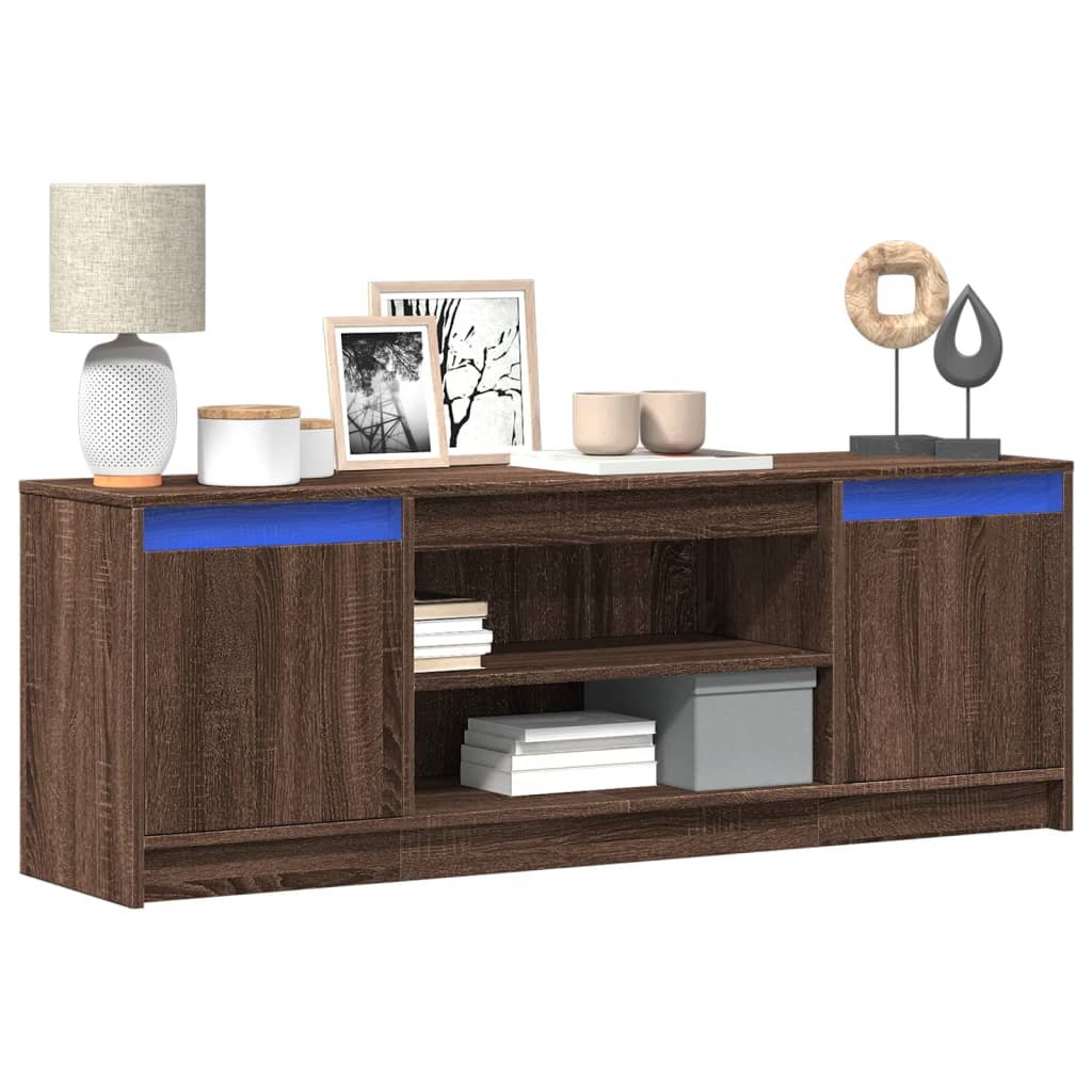 Mobile Porta TV con LED-Mobile per TV-Credenza TV Rovere Marrone 139,5x34x50cm Truciolato